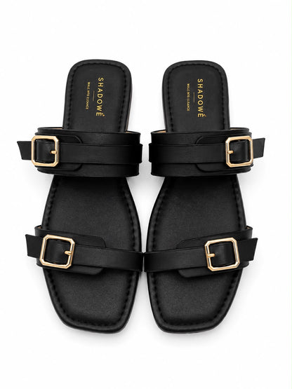 Shadowè Noir Buckle Flats