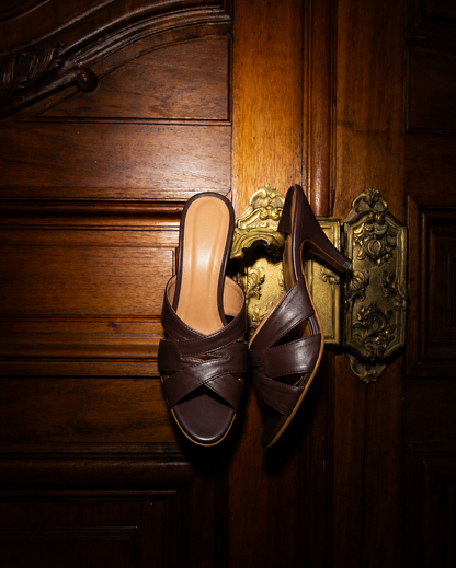 Luna Cross-Strap Kitten Heel Mules