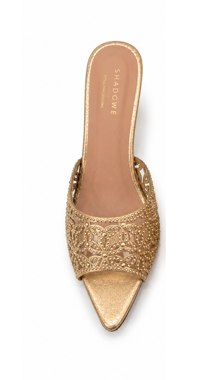 Noir Bloom Embellished Mule Heels