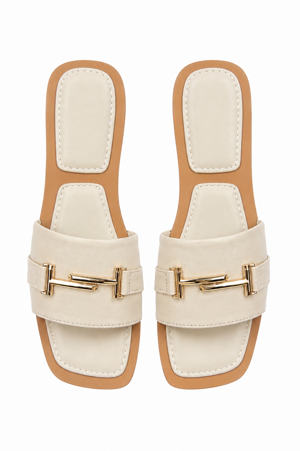 Ivory Luxe Gold Accent Flats