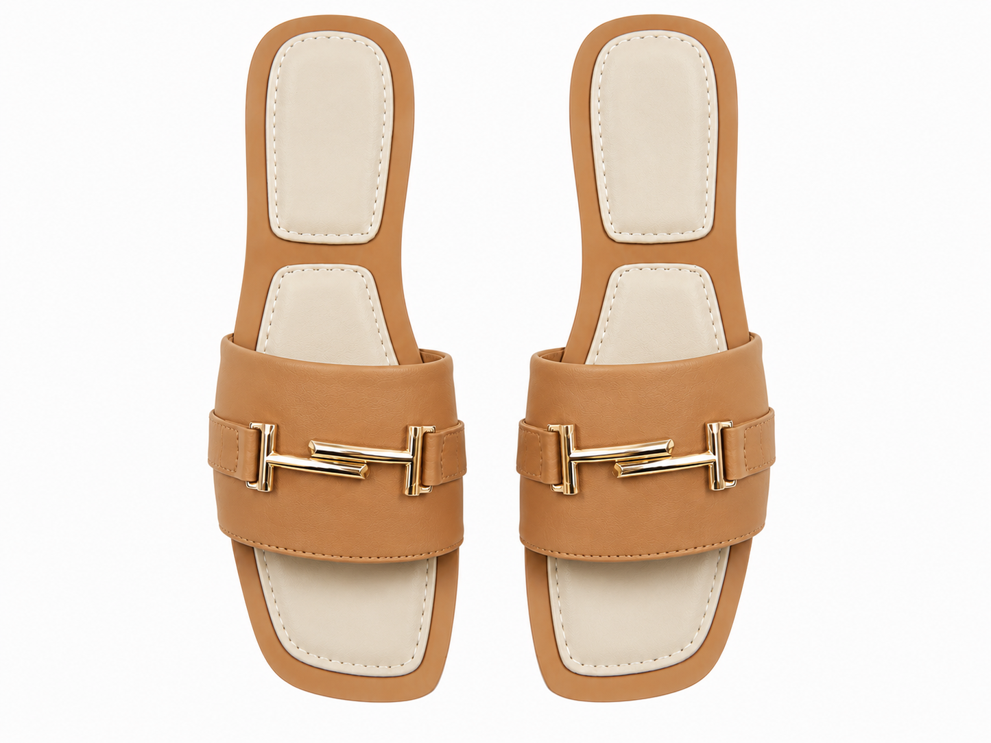Ivory Luxe Gold Accent Flats