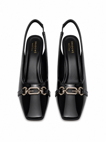 LUCIA Patent Slingback Heels