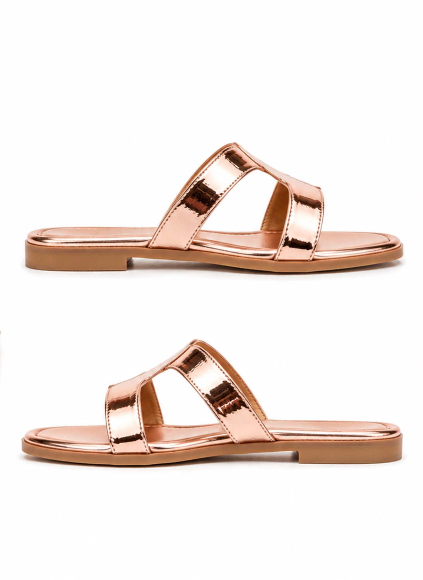 Luna Metallic Cross Strap Flats