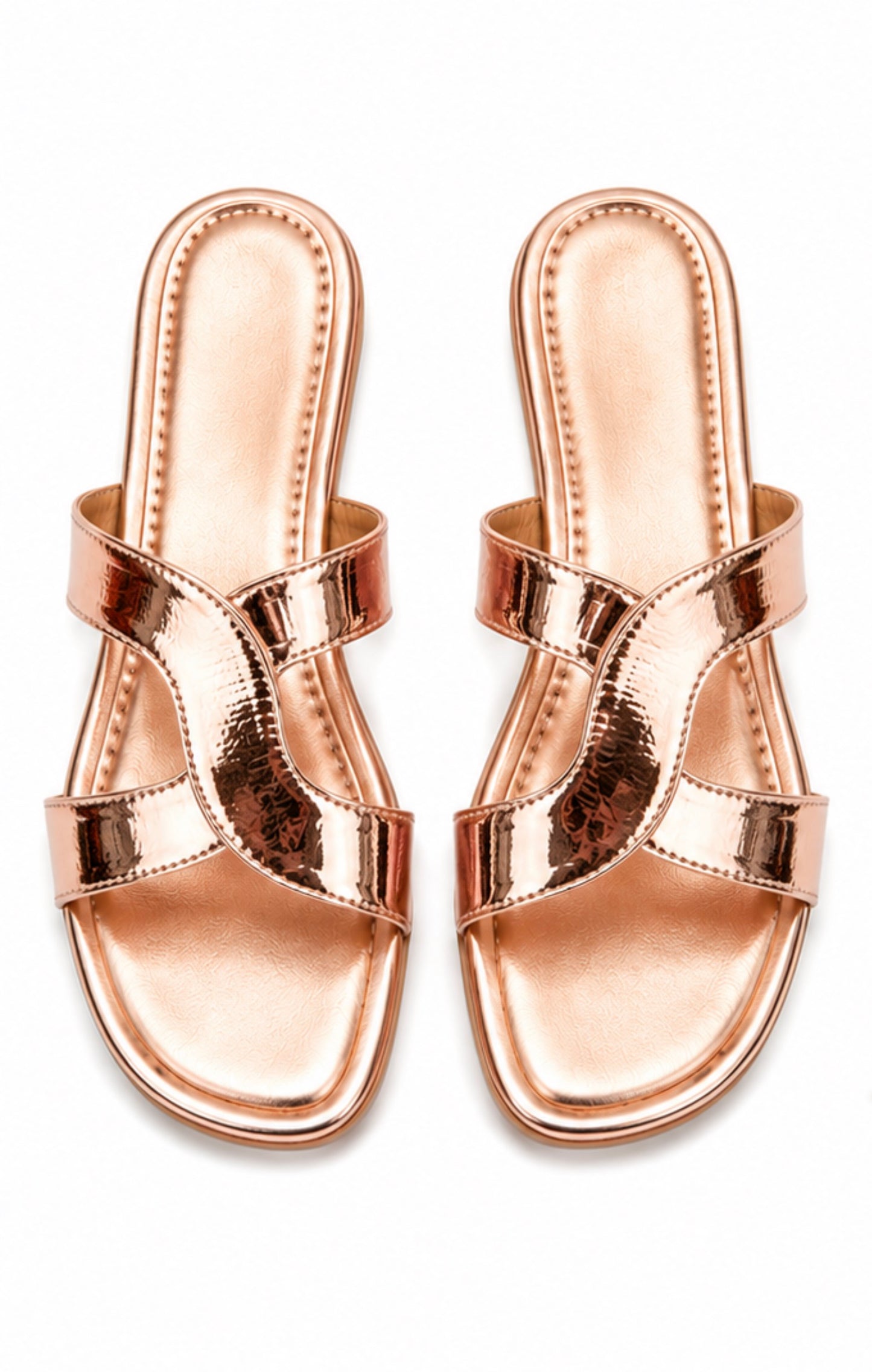 Luna Metallic Cross Strap Flats