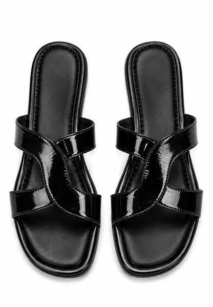 Luna Metallic Cross Strap Flats