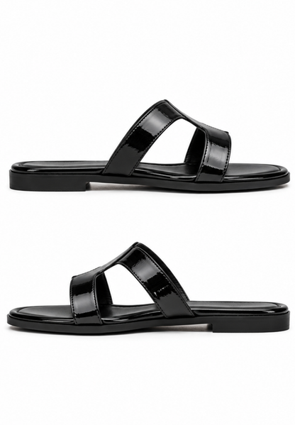Luna Metallic Cross Strap Flats