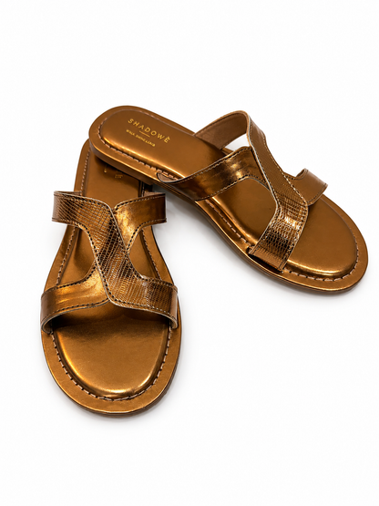 Luna Metallic Cross Strap Flats