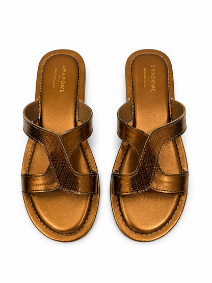 Luna Metallic Cross Strap Flats
